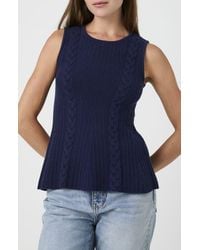 French Connection - Cable Knit Peplum Sweater - Lyst