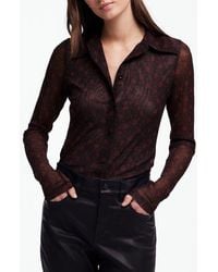 Madewell - Long Sleeve Mesh Button-Up Top - Lyst