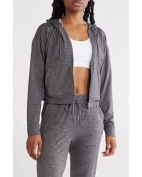 DKNY - Space Dye Full Zip Crop Hoodie - Lyst