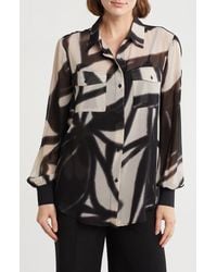 DKNY - Abstract Print Chiffon Button-Up Shirt - Lyst