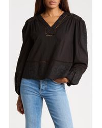 Joie - Embroidered Blouson Sleeve Top - Lyst