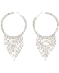 Tasha - Crystal Hoop Fringe Earrings - Lyst