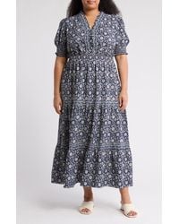 Max Studio - Short Sleeve Tiered Maxi Dress - Lyst