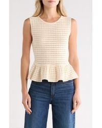 NVLT - Open Stitch Sleeveless Peplum Sweater - Lyst