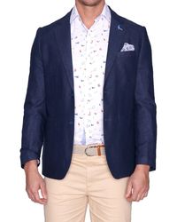 Tailorbyrd - Solid Navy Linen Cotton Blended Sportcoat - Lyst