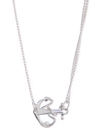 ALEX AND ANI Sterling Silver Pull Chain Anchor Pendant Necklace At Nordstrom Rack - Metallic