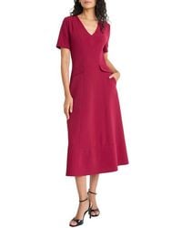 Maggy London - Short Sleeve Pocket Fit & Flare Midi Dress - Lyst
