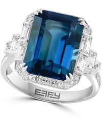 Effy - 14k White Gold London Blue Topaz & White Sapphire Halo Ring - Lyst