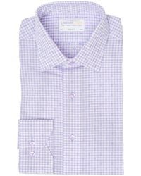 Lorenzo Uomo - Trim Fit Dotted Gingham Cotton Dress Shirt - Lyst