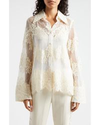 Cinq À Sept - Missy Embroidered Floral Lace Mesh Top - Lyst