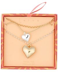 Leith - Set Of 2 Heart Pendant Layered Necklaces - Lyst