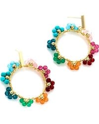 Panacea - Beaded Flower Circle Drop Earrings - Lyst