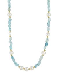 Savvy Cie Jewels - Baroque Pearl & Aquamarine Beaded Necklace - Lyst