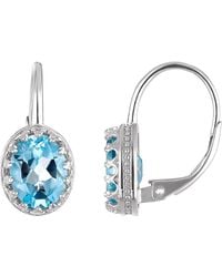 FZN - Sterling Oval Gemstone Drop Earrings - Lyst
