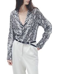 Rag & Bone - Aurora Snakeskin Print Silk Blend Button-Up Shirt - Lyst