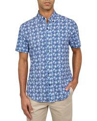 Con.struct - Slim Fit Floral Four-way Stretch Performance Short Sleeve Button-down Shirt - Lyst
