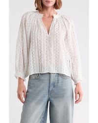 AREA STARS - Maya Polka Dot Ruffle Neck Top - Lyst