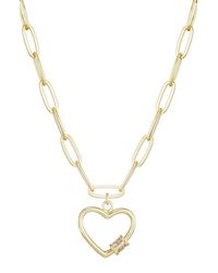 Adornia - Cubic Zirconia Carabiner Heart Pendant Necklace - Lyst