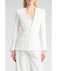 Jonathan Simkhai - Jonathan Lace Trim Combo Crepe Basque Jacket - Lyst