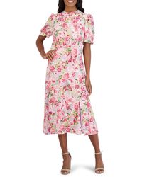 Julia Jordan - Puff Sleeve Floral Midi Dress - Lyst