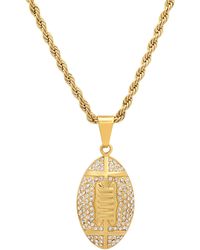 HMY Jewelry - Mens' 18k Gold Plate Stainless Steel Crystal Pavé Football Pendant Necklace - Lyst