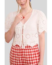 Blu Pepper - Eyelet Trim Tie Front Top - Lyst