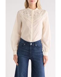 FRAME - The Crochet Inset Button-Up Shirt - Lyst