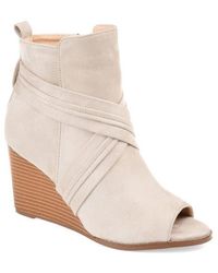 Journee Collection - Sabeena Wedge Peep Toe Bootie - Lyst
