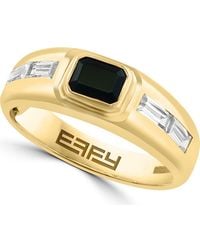 Effy - Onyx & Cz Wide Signet Ring - Lyst
