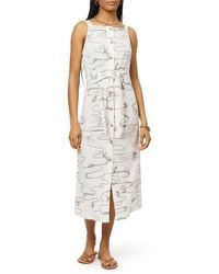 Scotch & Soda - Sleeveless Button Front Linen Blend Midi Dress - Lyst