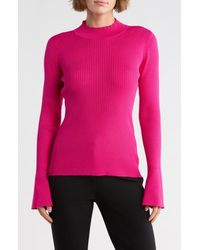 DKNY - Mock Neck Bell Sleeve Sweater - Lyst