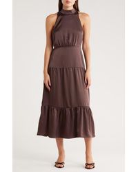 Sam Edelman - High Neck Fluid Satin Midi Dress - Lyst