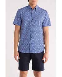 Con.struct - Slim Fit Floral Leaf Print Short Sleeve Button-Down Shirt - Lyst