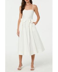 Astr - Poplin Bow Detail Midi Dress - Lyst