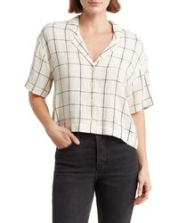 Madewell - Windowpane Linen Blend Resort Cropped Shirt - Lyst