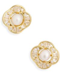 Argento Vivo - Cubic Zirconia & Faux Pearl Stud Earrings - Lyst