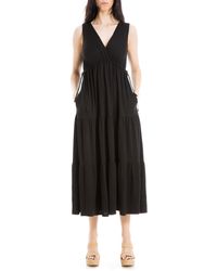 max studio v neck waist tie dress