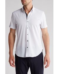Con.struct - Slim Fit Geometric Four-way Stretch Performance Short Sleeve Button-down Shirt - Lyst