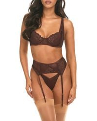 Oh La La Cheri - Adeline Underwire Bra, Strappy Garter Belt & Panties Set - Lyst