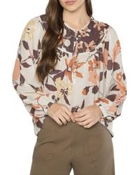 Matty M - Ava Long Sleeve Button-Up Blouse - Lyst