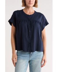 Splendid - Short Sleeve Button-Up Top - Lyst