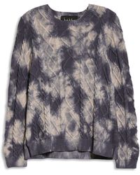 Nicole Miller Tie Dye Cable Knit Cotton Blend Sweater In Purple/khaki At Nordstrom Rack - Multicolor