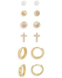 Leith - Set Of 6 Assorted Stud & Hoop Earrings - Lyst