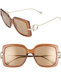 Ferragamo - Salvatore Gancio 55Mm Square Sunglasses - Lyst