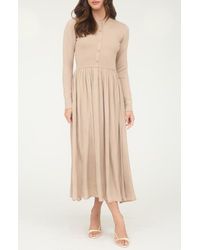 AUGUST SKY - Mixed Media Long Sleeve Maxi Dress - Lyst