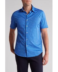 Bugatchi - Miles Ooohcotton® Heathered Short Sleeve Button-up Shirt - Lyst