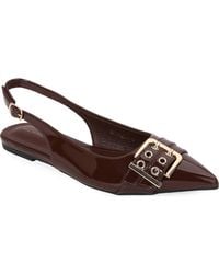 BERNESS - Buckle Slingback Pointed Toe Flat - Lyst