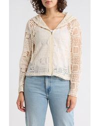 Forgotten Grace - Open Knit Zip-Up Hoodie - Lyst