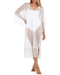 La Blanca - Fringe Open Stitch Caftan - Lyst