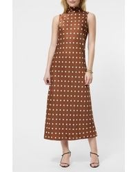 French Connection Ennis Satin Sleeveless Bow Midi Dress in Red | Lyst